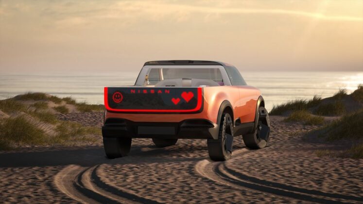 Nissan Elektrikli Pickup f&uuml;t&uuml;ristik konsept arkadan g&ouml;r&uuml;n&uuml;m